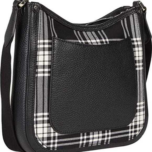 #126 NWT - Kate Spade New York Roulette Plaid Medium Messenger Black Multi - Picture 3 of 9